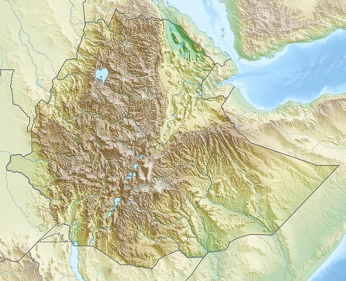 bản đồ của Ethiopia núi