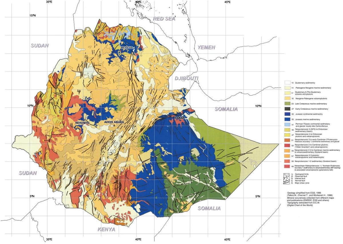 bản đồ của địa chất bản đồ của Ethiopia