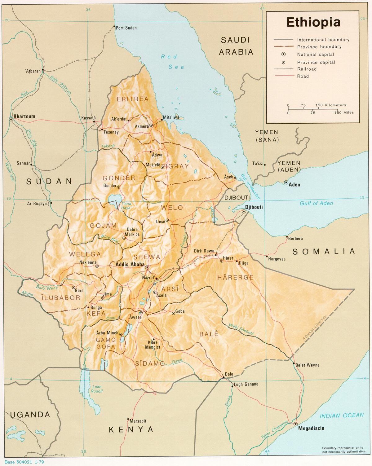 bản đồ của Ethiopia trong derg