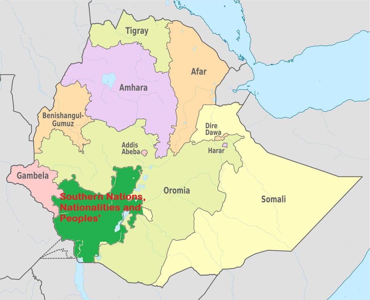 bản đồ của snnpr Ethiopia