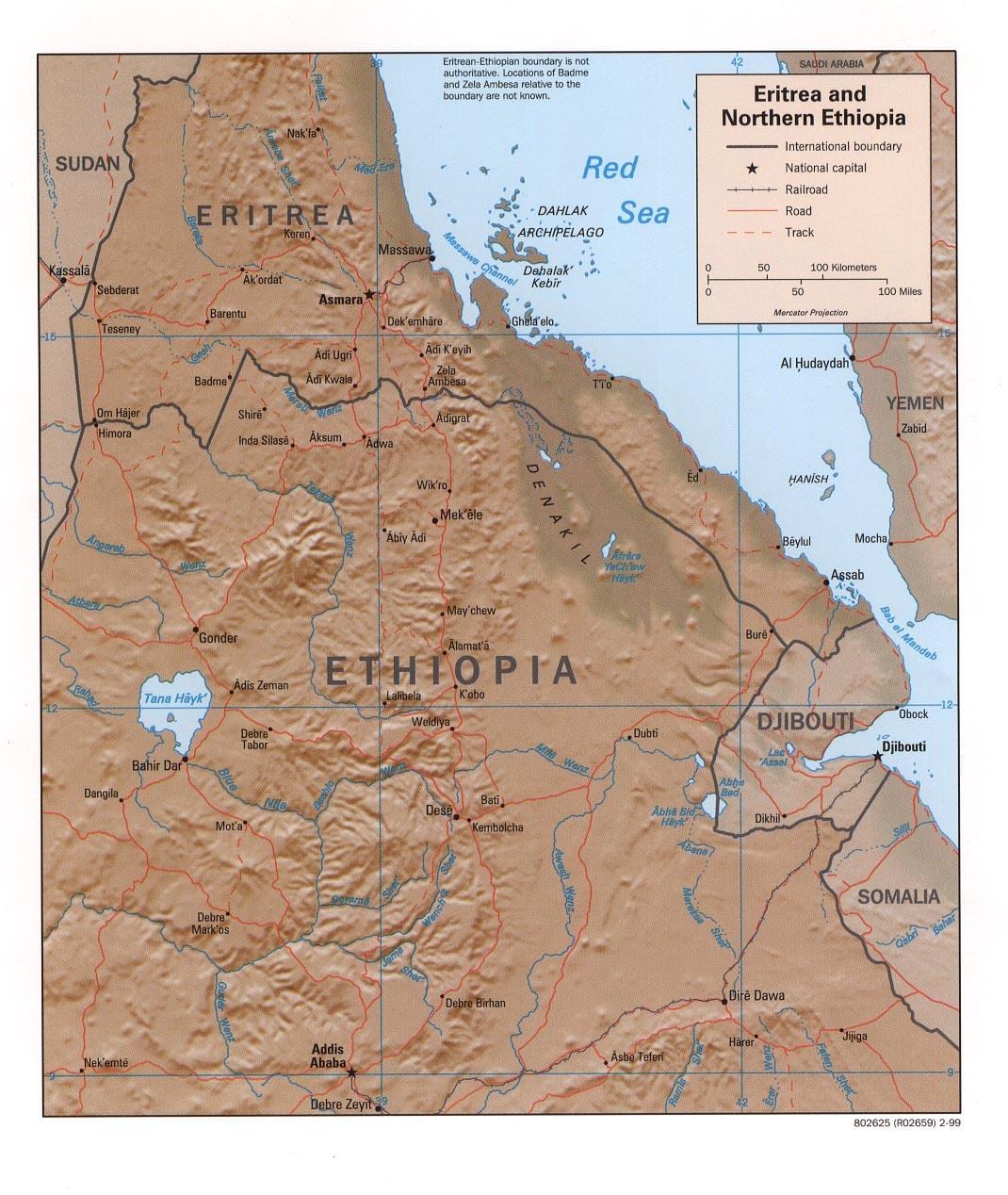 bản đồ của bắc Ethiopia