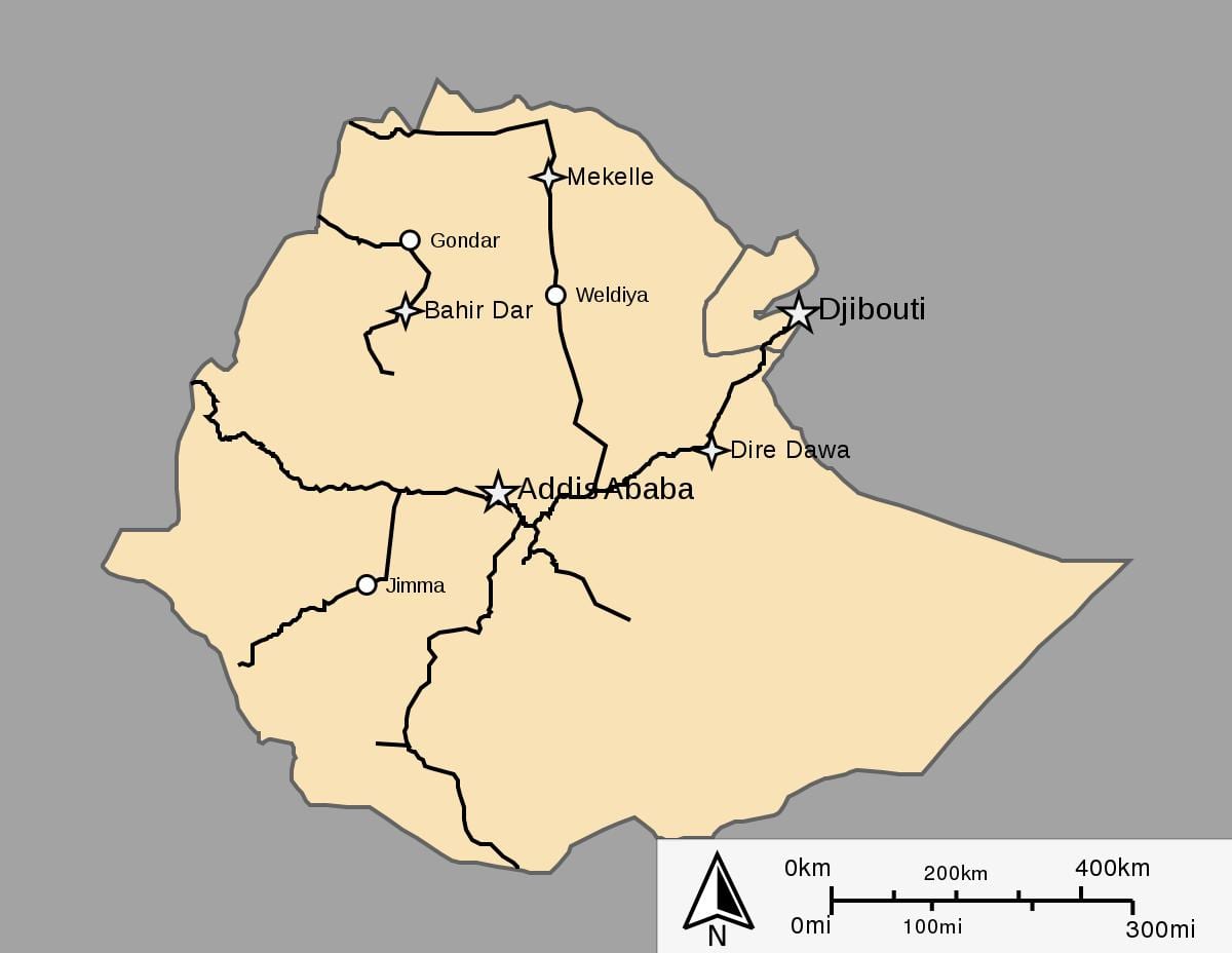 bản đồ của Ethiopia tàu