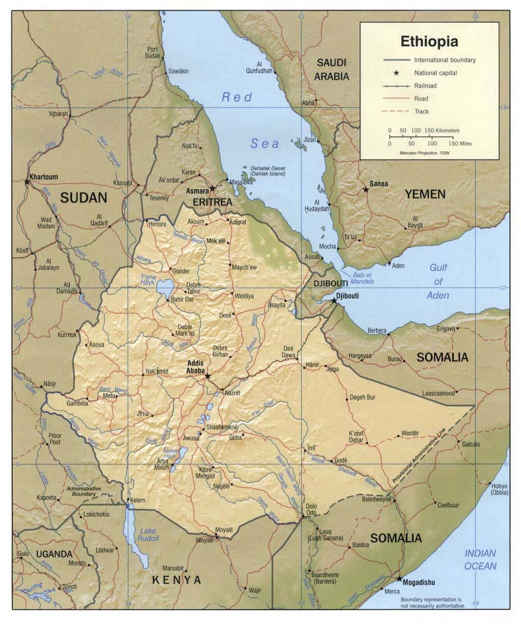 bản đồ của Ethiopia bản đồ 1980
