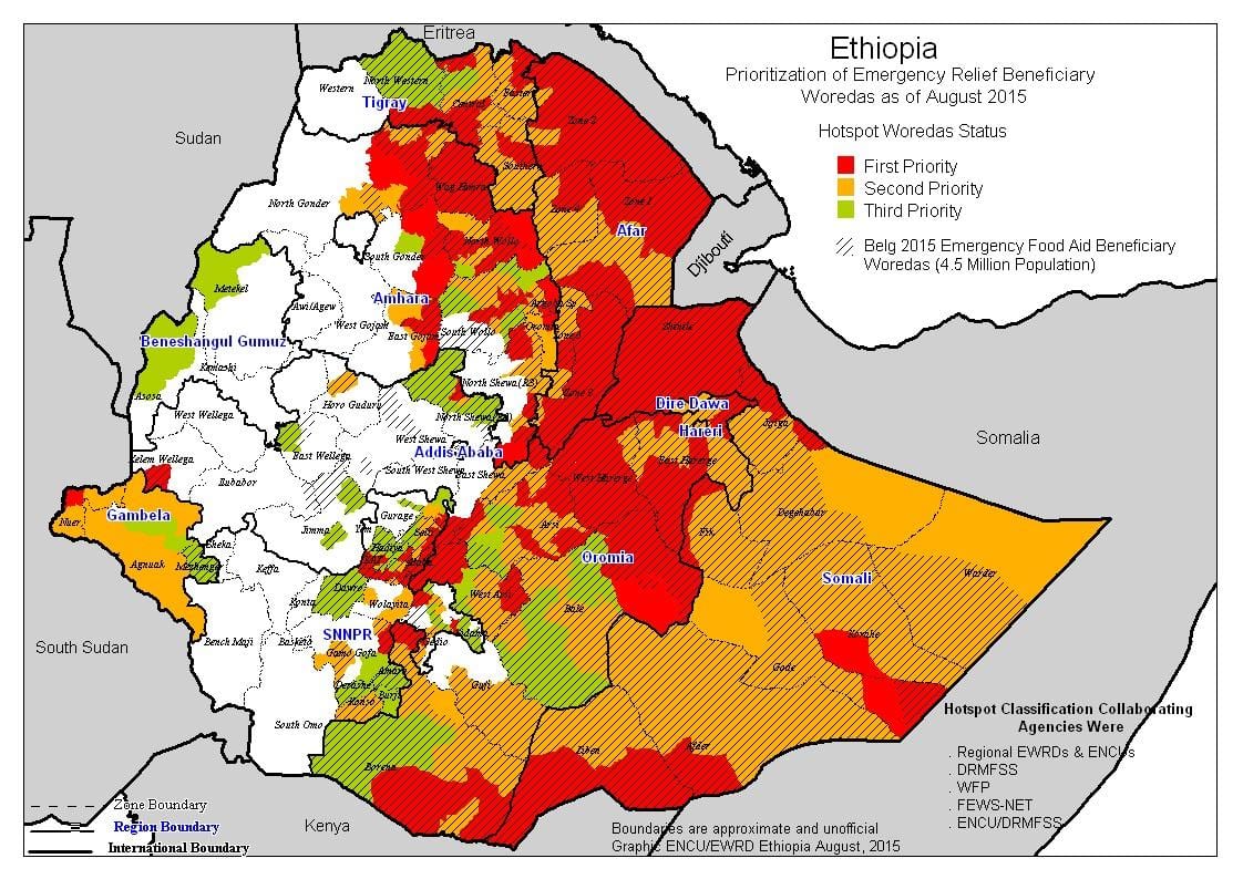 bản đồ của Ethiopia hạn hán