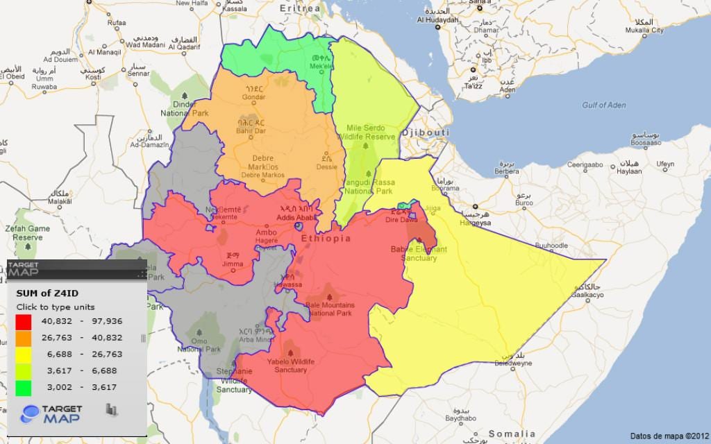 Ethiopia tỉnh bản đồ