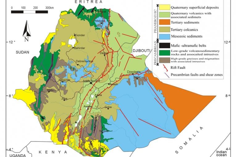 bản đồ của Ethiopia tài nguyên thiên nhiên