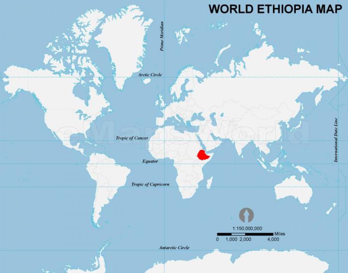 bản đồ của Ethiopia vị trí trên thế giới