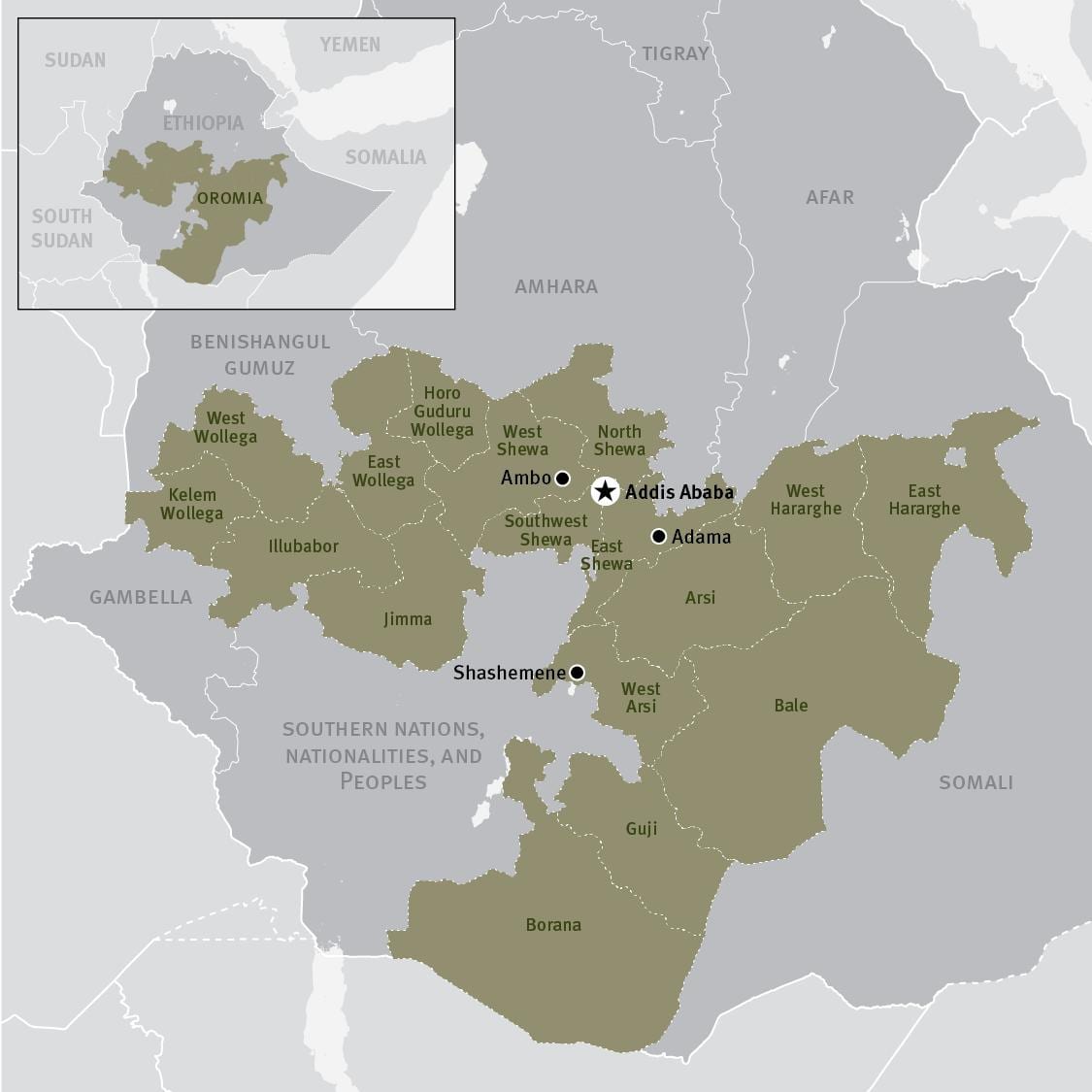 bản đồ của hãng khu ở Ethiopia