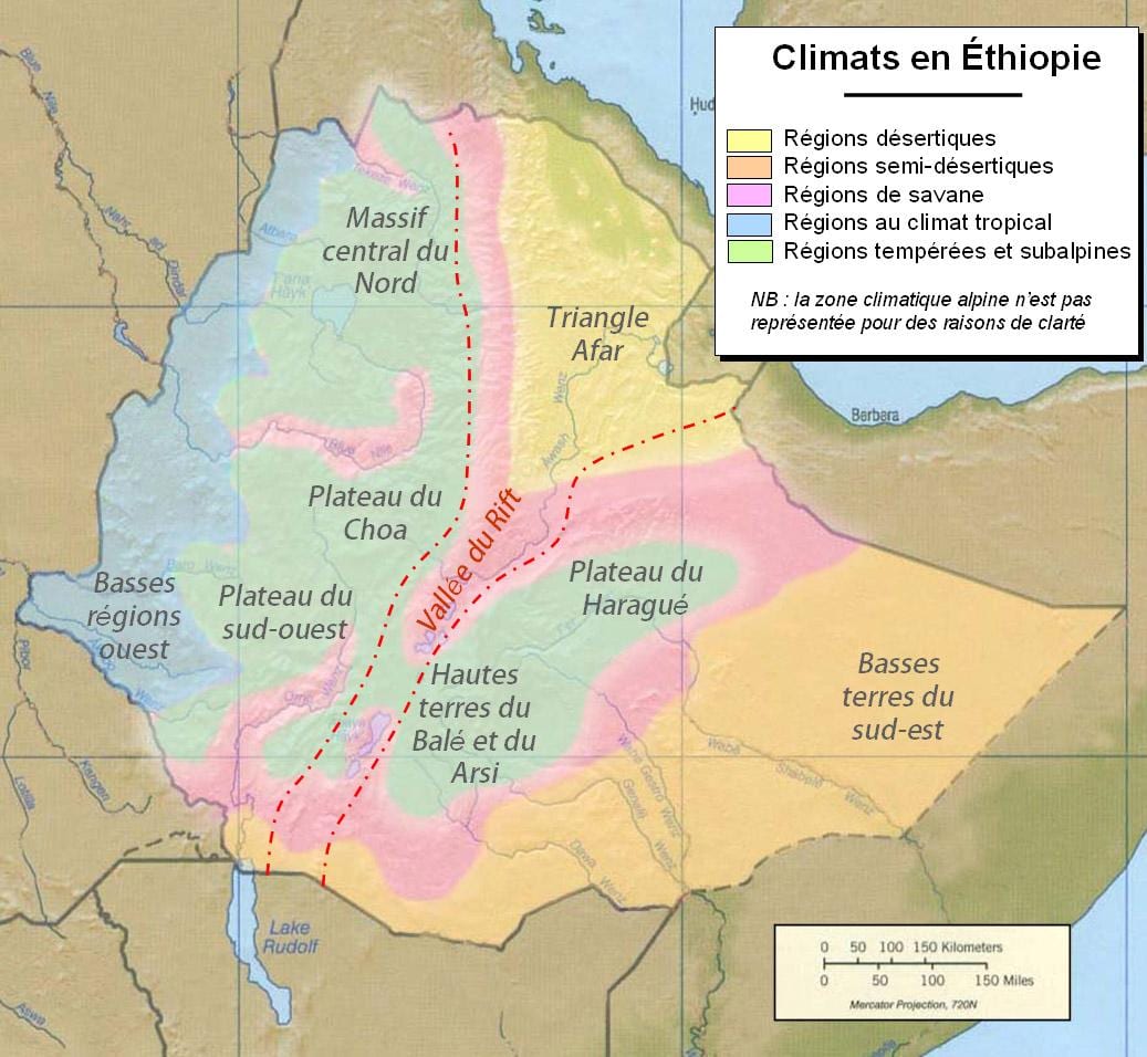bản đồ của Ethiopia khí hậu