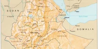 Bản đồ của Ethiopia trong derg