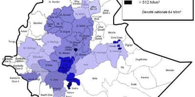 Ethiopia mật độ dân bản đồ
