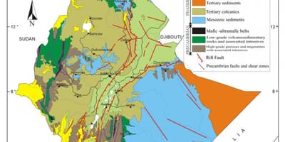 Bản đồ của Ethiopia tài nguyên thiên nhiên