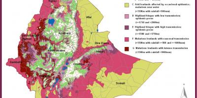 Bản đồ của Ethiopia sốt rét