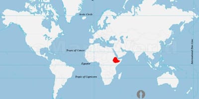 Bản đồ của Ethiopia vị trí trên thế giới
