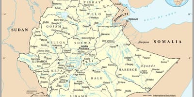 Hiện tại bản đồ của Ethiopia
